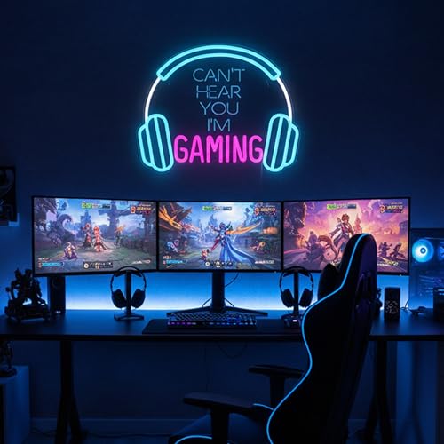 Kavaas Gamer Neon Sign, Neon Headphone Signs for Gaming Room Decor - Can't Hear You I'm Gaming Headset LED Light Sign for Teen Boys Room Decor - Best Gamer Gifts for Teenage Boys, Kids - color: Headphone_HPI