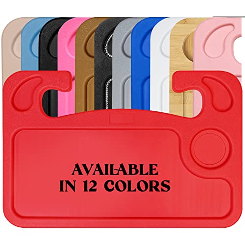 lebogner Steering Wheel Tray, Car Food Trays For Eating, Laptop, Tablet, iPad Or Notebook, Hook On Auto Steering Wheel Desk Table, Fits Most Vehicles Steering Wheels, Travel Car Accessories, Red - color: Red