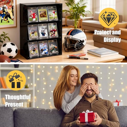 15 Packs 75pt Magnetic Card Holders for Trading Cards | 0.22" Slim Profile, U-V Protection, 2 Strong Magnets, Hard Plastic, for Sports Game Collector Display Storage - size: 15 Packs