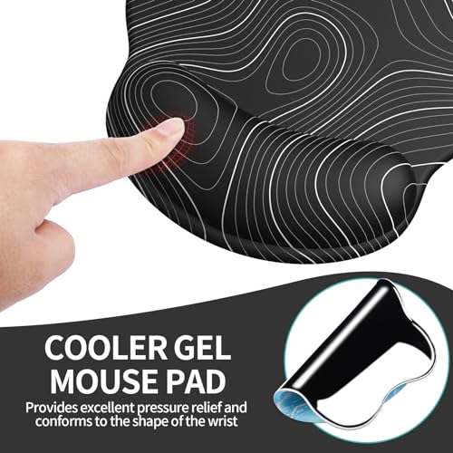 eulps Mouse Pad with Wrist Rest, Comfortable Computer Mousepad with Gel Wrist Support Smooth Surface and Non-Slip PU Base for Pain Relief, Laptop, Office & Home (Black Line) - color: Black Line