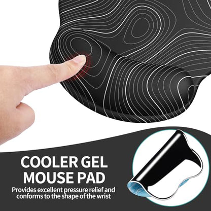 eulps Mouse Pad with Wrist Rest, Comfortable Computer Mousepad with Gel Wrist Support Smooth Surface and Non-Slip PU Base for Pain Relief, Laptop, Office & Home (Black Line) - color: Black Line