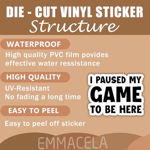 (3PCS) I Paused My Game to Be Here Sticker, Funny Gamer Stickers - Gaming Vinyl Decals for Laptop, Tumbler, Water Bottle, Scrapbook Size 3" x 2.2 " - color: I Paused My Game to Be Here