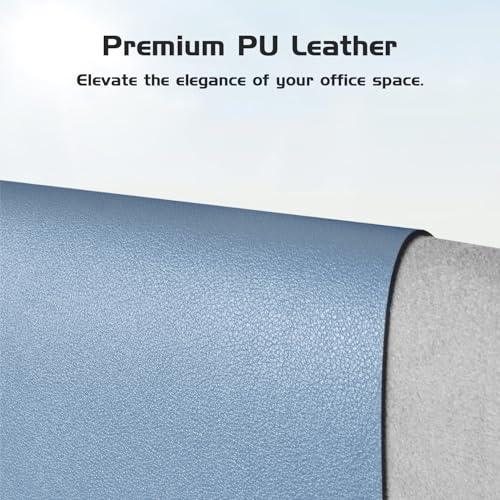 Aothia Leather Desk Pad Protector, Office Desk Mat, Large Mouse Pad, Laptop Desk Pad, Non-Slip PU Leather Desk Blotter, Waterproof Desk Writing Pad for Office and Home (Denim Blue, 47" x 17") - color: Denim Blue, size: 47" x 17"