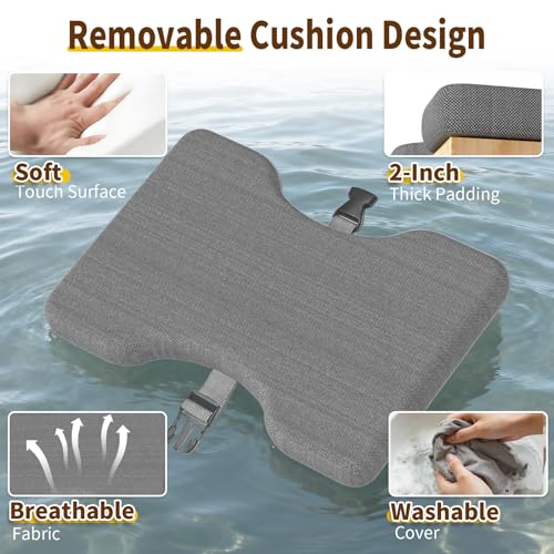 Double Step Foot Rest Under Desk at Work, Bamboo Foot Stool with 6 Adjustable Heights, Ergonomic Under Desk Footrest with Cushion for Home, Office & Gaming (Natural Color)