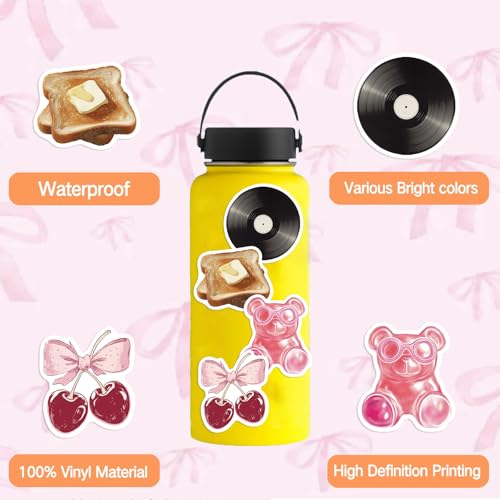 100PCS Pink Coquette Stickers Pack, Cute Aesthetic Bow Girly Stickers for Women Girls Waterproof Vinyl Decals for Laptop Water Bottles Computer Phone Guitar - color: Coquette Stickers
