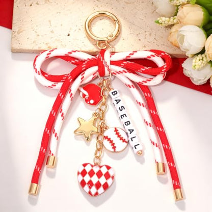 PHALIN Football Baseball Basketball Golf Bag Charms Keychain for Women Men Bow Purse Charm Sport Mom Gifts - style: Baseball-6