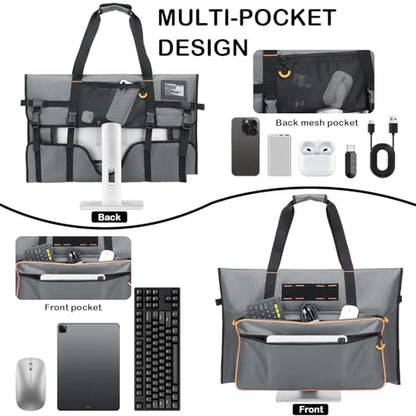 Monitor Carrying Case for 27" LCD Screen Padded Travel Monitor Carrying Bag Compatible with iMac Desktop Computer Dust Cover Bag (Grey) - color: Grey