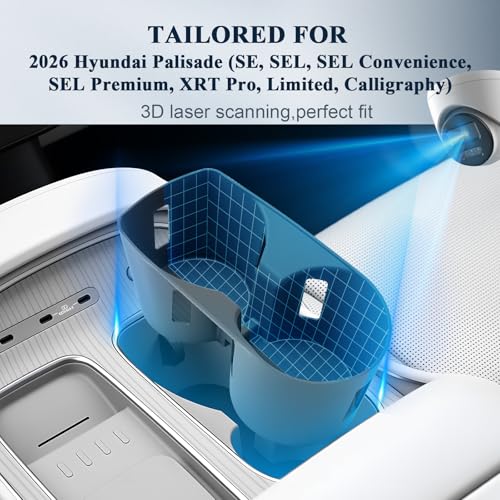 BIBIBO for 2026 Palisade Silicone Cup Holder 2026 Hyundai Palisade (SE, SEL, SEL Convenience, SEL Premium, XRT Pro, Limited, Calligraphy) Center Console Insert Cup Holder - color: Black-Cup Holder