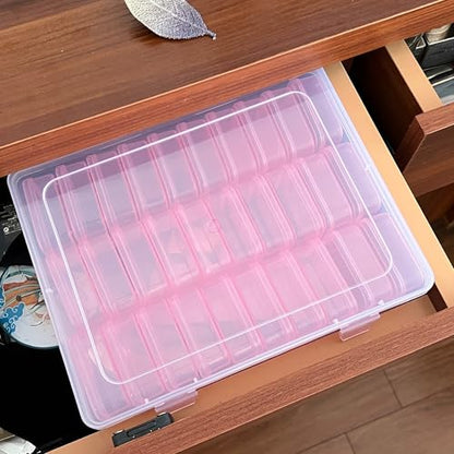 Small Clear Plastic Bead Storage Containers-Pink Plastic Box-30Pcs Craft Storage Box with Hinged Lid, 1sheet Labels, Mini Boxs for Jewelry Making, Diamond Art, Crafts, Small Parts - color: Pink
