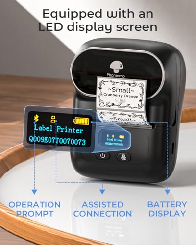 Phomemo M110 Label Makers - Barcode Label Printer Bluetooth Label Maker Portable Thermal Printer for Small Business, Address, Barcode, Logo, Clothing, Mailing, Sticker Printers for Phone & PC, Black - color: Black