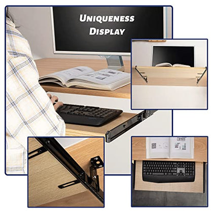 14" Keyboard Slide Heavy Duty Ball Bearing Slides Computer Tray Under Desk Rails Rack Cabinet Furniture Drawer Hardware Accessories with Adjustable Height Bracket & L Extension Support Bracket(Sliver) - style: Sliver