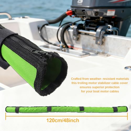 48" Trolling Motor Cable Sleeve - Neoprene Wire Cover for Boat | Neoprene Marine-Grade Protection, Full 48" Length, 2" Diameter Opening, Zipper Closure for Quick Access(Green) - color: Green