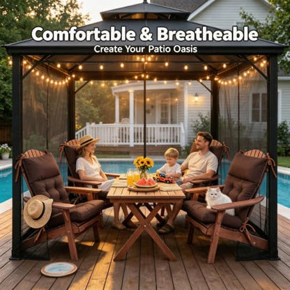 QILLOWAY Outdoor Rocking Chair Cushions Set of 2, 100% Polyester Waterproof Patio Rocking Chair Cushion, High Back Weatherproof Chair Pad for Adirondack & Outdoor Furniture, Coffee - color: Coffee