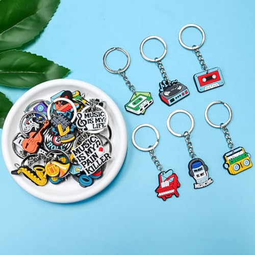 Keychains Bulk,Funny Key Chain for Prizes Incentives Holiday Gifts Birthday Party Favors - color: 22pcs Music Keychains