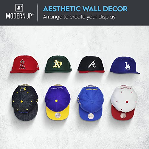 Modern JP Adhesive Hat Hooks for Wall (16-Pack) - Hat Rack for Baseball Caps, Minimalist Hat Display, Strong Hold Hat Hangers for Wall - USA Patented, Clear - color: Clear