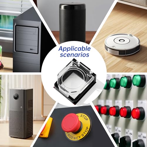 PC Power Button Cover 22mm Round Hole ABS Plastic 2-Pack | Self-adhesive 43x34x19mm ABS shield stops pets or children from pressing PC and CNC buttons. Fits 22mm round mounts. - style: Round opening