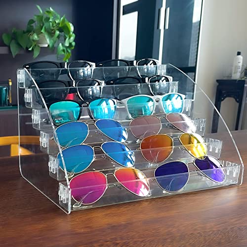 Sunglasses Organizer Clear Eyeglasses Display Case Sticker Display Tray For Glasses Tabletop Holder Stand (6 layer) - style: 6t