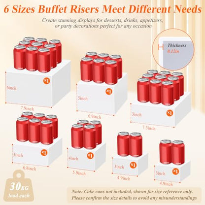 7Pcs White Acrylic Buffet Risers with Mini Sign and Marker, Food Display Risers for Party Catering Dessert Jewelry Collectibles,Acrylic Cube Nesting Boxes with Hollow Bottoms(8" 7.5" 7" 6.8" 6" 5" 5") - color: 8" 7.5" 7" 6.8" 6" 5" 5"