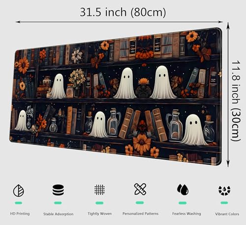 Kawaii Desk Mat Cute Gothic Desk Pad Anime Dark Academia Mouse Pad Gaming Mousepad XL Desk Matt for Desktop, Computer Laptop Keyboard and Mouse Mat for Women Office Decor Accessories 31.5x11.8 in - color: Black Dark Academia, size: 31.5" x 11.8"
