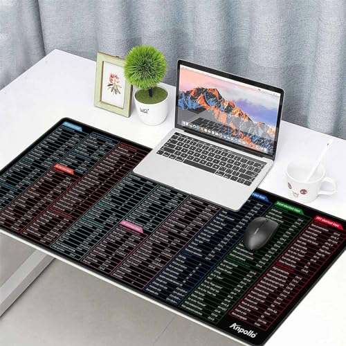 Large Excel Shortcut Mouse Pad, Extended Office Mousepad with Stitched Edges, Non-Slip Base Keyboard Mat for Desk, Gaming Mouse Pads for Office and Home, 35.4x15.7inches, Back to School - color: Multi