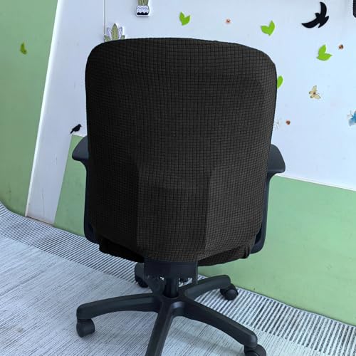 HAPPYDOG 4 Pcs Office Chair Covers Set Stretchable Protective Rotating Computer Chair Seat Covers with Armrest Covers (Black) - color: Black