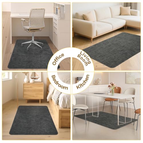 BesWin Office Chair Mat for Hard Floors, 36" x 48" Heavy Duty Desk Floor Mat for Hardwood/Tile Floors, Computer Chair Mat for Rolling Chair, Anti Slip Desk Rug PVC Floor Protector Mat for Office Home - color: Black, size: 36" x 48"