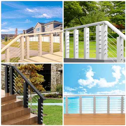 BLIKA 120 Pack Stainless Steel Protector Sleeves for 1/8" 5/32" or 3/16" Deck Cable Railing, for Wood/Composite Posts, T316 Marine Grade