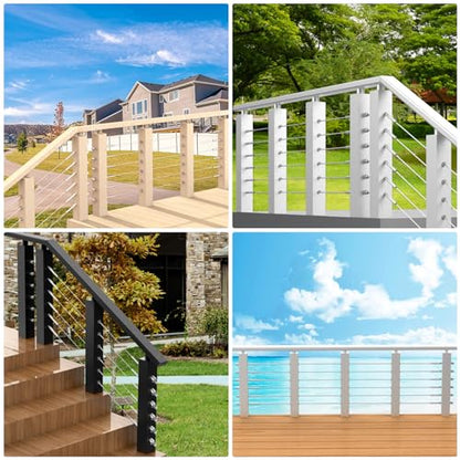 BLIKA 120 Pack Stainless Steel Protector Sleeves for 1/8" 5/32" or 3/16" Deck Cable Railing, for Wood/Composite Posts, T316 Marine Grade