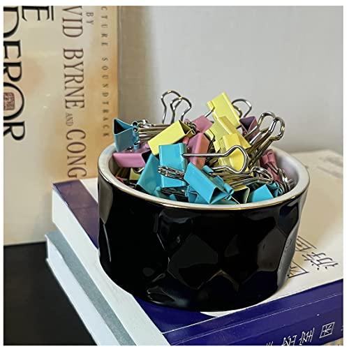Ceramic Paper Clip Holder Ceramic Paper Clip Dispenser Organizer for Office Desk Binder Clip Holder (Black) - color: Black