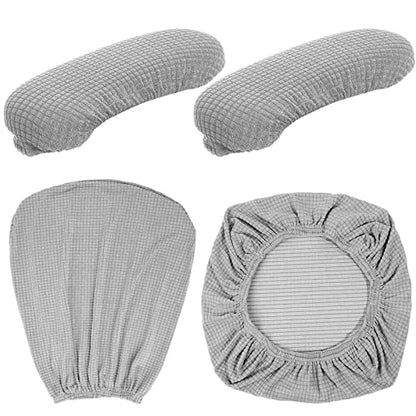Tallew 4 Pcs Office Chair Covers Set Computer Universal Protective Stretchable Chair Seat Covers Desk Armrest Slipcovers Pads Office Cushion Backrest for Rotating (XL,Silver Gray) - color: Silver Gray