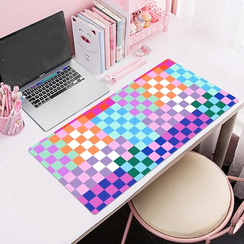 EOBTAIN Colorful Large Mouse Pad Checkered Desk Mat for Keyboard and Mouse, XXL Gaming Mousepad Extended Smooth Non-Slip Rubber Mouse Mat Cute Desk Accessories for Office Home,31.5x15.7 Inch - color: Multi