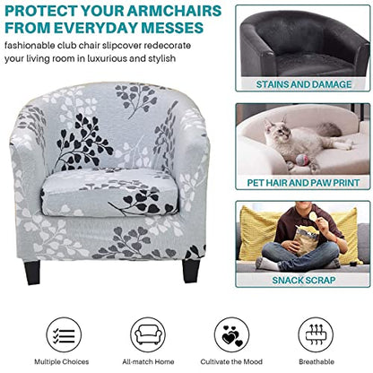 KRFOONN 2 Pieces Club Chair Slipcover Printed Waterproof Tub Chair Slipcover Armchair Covers Sofa Cover Removable Round Barrel Chair Covers Couch Furniture Protector Cover for Living Room, A37 - color: Colora37