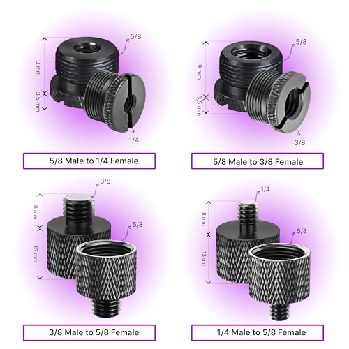 IXTECH Mic Stand Adapter Set 8 pieces Metal Microphone Stand Screw Thread Adapter 5/8 Female to 3/8 Male 3/8 Female to 5/8 Male 5/8 Female to 1/4 Male 1/4 Female to 5/8 Male Tripod Adapter - color: 7 ADAPTER