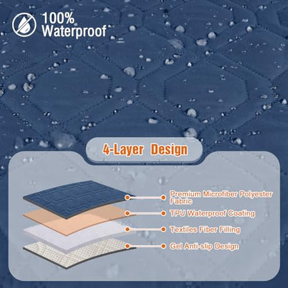 VANSOFY Loveseat Recliner Cover with Console 100% Waterproof Sofa Slipcovers Non-Slip Reclining Couch Cover Split Sofa Covers Furniture Protector for Pets, Dogs(Ocean Blue) - color: Ocean Blue