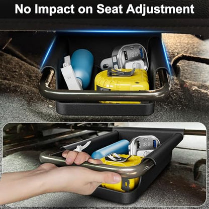 DIAMOOKY Front Under Seat Storage Box Compatible with Jeep Wrangler JL JLU 2018-2026 & Gladiator JT 2020 2021 2022 2023 2024 2025 2026 Accessories Hidden Organizer (Not for Power Seat) - size: 2018-2026 (1PCS)