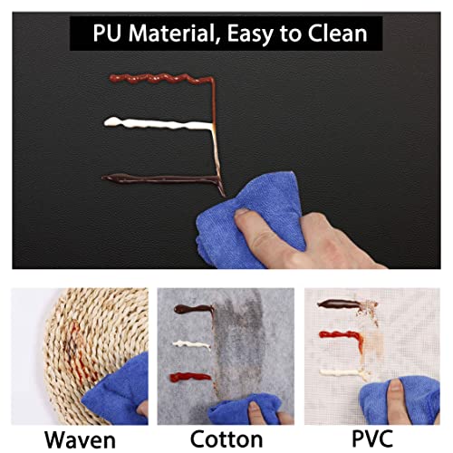 Wipeable Placemats Leather Table Mats Waterproof Heat-Resistant Easy to Clean for Dining Table Set Kitchen Table (2, Black) - color: Black, size: set of 2