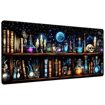 Magic School Witch Apothecary Skull Gaming Mouse Pad 35.4 x 15.7 Inches with Non-Slip Rubber Base, Smooth Cloth Surface Desk Keyboard Mat for Computer, PC, Laptop, Desktop - color: Magic School Witch Apothecary Skull