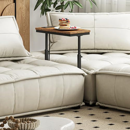 TUTOTAK End Table with Charging Station, Side Table, Tall Couch Table, Sofa Table, Living Room, Bedroom,Brown TB01BB084 - color: Brown, size: 1 Pack, style: With Plug