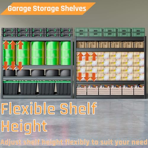 5 Tier Storage Shelves, 65" W Garage Shelving Heavy Duty Metal Adjustable Garage Shelves, Shelving Units Industrial Shelving for Warehouse, 65" W x 20" D x 84" H,Black - size: 65"Wx84"Hx20"D | 5 Tier