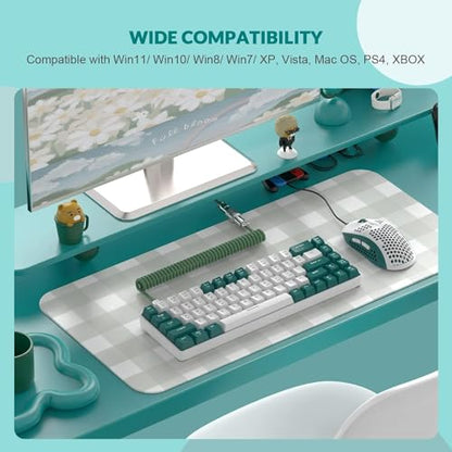 ZIYOU LANG RK-T8PR0 Wired 65% Mechanical Gaming Keyboard and Mouse Combo with RGB LED Backlit Anti-ghosting TKL Mini 68 Key Coiled C to A Cable Tactile Blue Switch for PS4 PS5 Xbox PC Mac Gamer(Green) - color: Green White, size: 65% Keyboard + Mouse