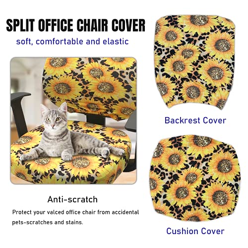 Office Chair Cover Stretchable Computer Desk Chair Seat Covers 2 Piece Waterproof Swivel Chair Protective Slipcover