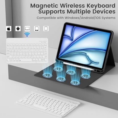 Case with Keyboard for iPad Air 11 Inch M4/M3/M2, Black | for iPad Air 5th/4th Generation 10.9 Inch, Magnetic Detachable Bluetooth Keyboard Cover with Pencil Holder, Auto Sleep/Wake - color: Black