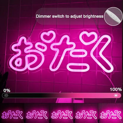 Britrio Otaku おたくオタクNeon Sign Light for Man Cave Girls Boys Kid Bedroom LED Game Room Pink Japanese Anime Wall Art Sign Decor Christmas Birthday Party Gamer Gift for Boyfriend Husband 5V USB