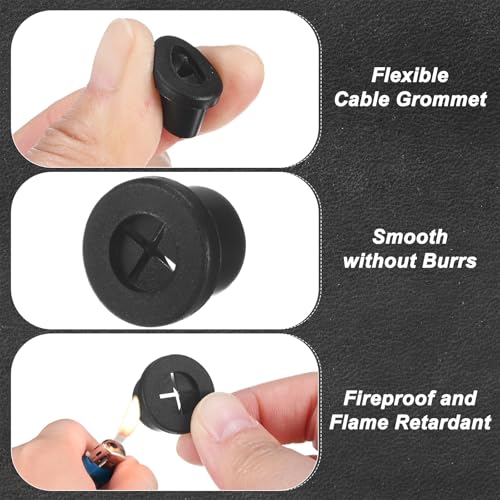 M METERXITY 6-Pack Rubber Grommets for Wiring 12mm Desk Grommet Double-Sided Flexible Cable Cord Grommet Desk Hole Cover for Cables/Wires Through Protection Cable Grommet [Black] - size: 12mm