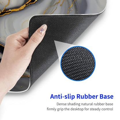 Large Gaming Mouse pad,Grey Gold Marble Anti Slip Rubber Base Mouse pad, Suitable for Computer, Laptop, Office Desk Accessories - color: Grey gold marble