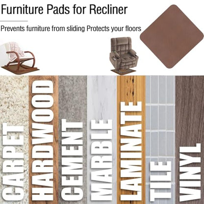 Recliner Pads for Hardwood Floors,Non Slip Recliner Grippers,Under Recliner Floor Protectors,Furniture Pads to Prevent Sliding,Non Slip Furniture Rail Pad for Recliners,Swivel Chairs,Coffee - size: 1PCS-Square-Coffee-30"x30"