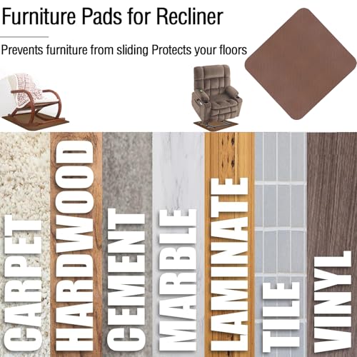 Recliner Pads for Hardwood Floors,Non Slip Recliner Grippers,Under Recliner Floor Protectors,Furniture Pads to Prevent Sliding,Non Slip Furniture Rail Pad for Recliners,Swivel Chairs - size: 2PCS-Square-Coffee-30"x30"