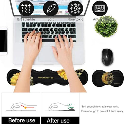 Bxgolkgd Desk Mat Set,Mouse Pad with Keyboard Wrist Rest & Mouse Wrist Rest,Wave-Shaped Design,Non-Slip Rubber Base,Ergonomic Desk Mat for Home,Office,Gaming,Quote Bible Verse Proverbs 31:25 - color: Quote Bible Verse Proverbs 31:25
