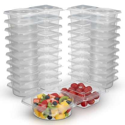 Reusable Snack Containers with Lids 10 Pack – 2 Compartment Portion Control Food Storage Boxes, Leakproof Snack Tray, Stackable Containers for Travel, Office & Home (10)