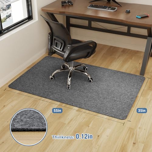 Placoot Office Chair Mat for Hardwood Floor, 55"x35" Computer Chair Rug,Under Desk Mat, Large Anti-Slip Floor Protector for Home Office - color: 1-pack Dark Grey, size: 55" x 35"